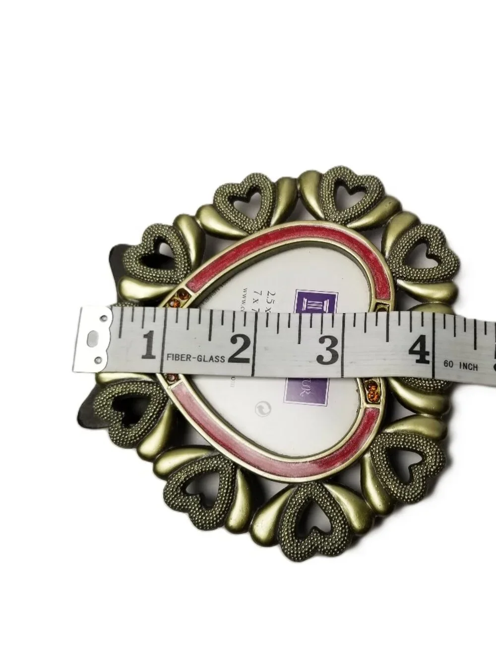Connoisseur Heart Picture Frame Gold Tone Rhinestone 2.5x2.5 Tabletop Decor